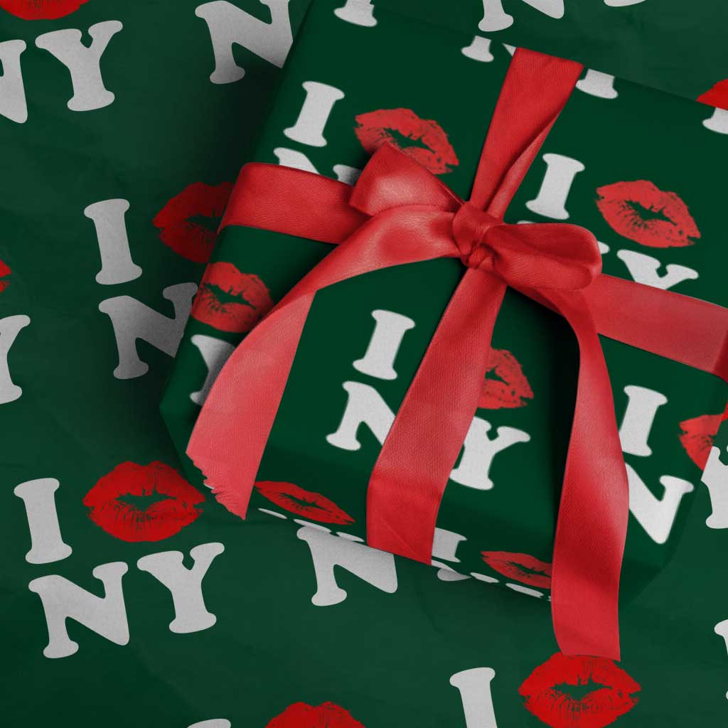 I Love NY Wrapping Paper Roll Sexy Lips Red Lipstick Kiss New York Lover Travel Gift - Wonder Print Shop