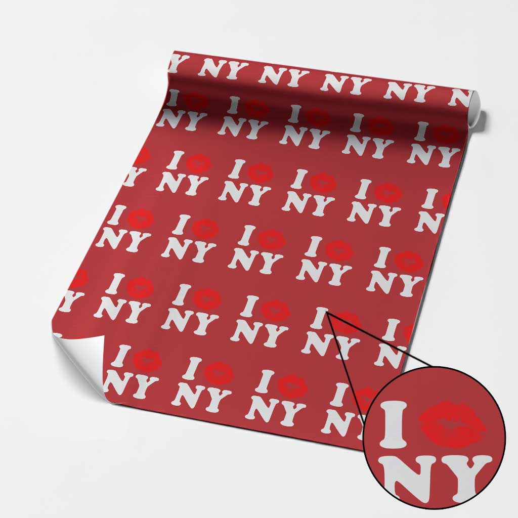 I Love NY Wrapping Paper Roll Sexy Lips Red Lipstick Kiss New York Lover Travel Gift - Wonder Print Shop
