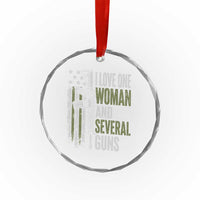 I Love One Woman And Several Guns Crystal Glass Ornament Vintage American Flag Funny Husband Gun Lover