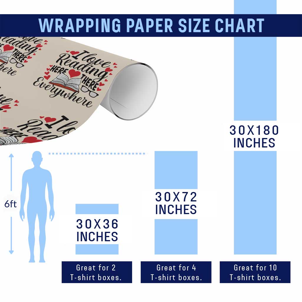 I Love Reading Here There Anywhere Wrapping Paper Roll Reading Month Across America - Wonder Print Shop