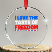 I Love The Taste Of Freedom Funny 4th of July Couple Matching Crystal Glass Ornament