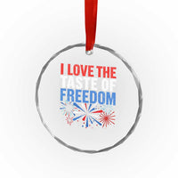 I Love The Taste Of Freedom Funny 4th of July Couple Matching Crystal Glass Ornament US Fireworks