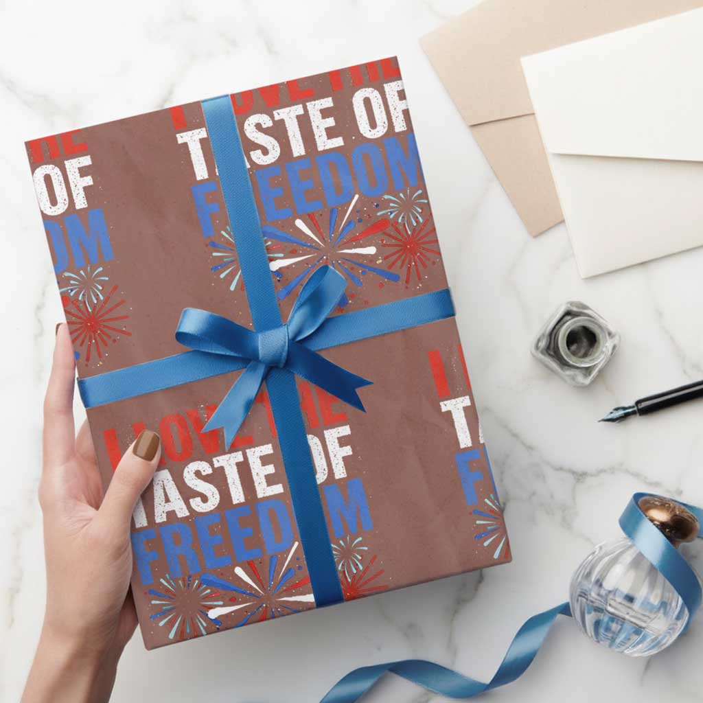 I Love The Taste Of Freedom Funny 4th of July Couple Matching Wrapping Paper Roll US Fireworks