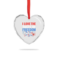 I Love The Taste Of Freedom Funny 4th of July Couple Matching Heart Crystal Glass Ornament US Fireworks