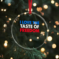 I Love The Taste Of Freedom Matching Couple Crystal Glass Ornament Funny Patriotic Red White and Blue 4th of July