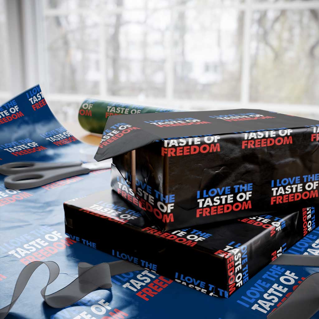 I Love The Taste Of Freedom Matching Couple Wrapping Paper Roll Funny Patriotic Red White and Blue 4th of July