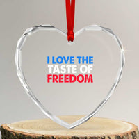 I Love The Taste Of Freedom Matching Couple Heart Crystal Glass Ornament Funny Patriotic Red White and Blue 4th of July