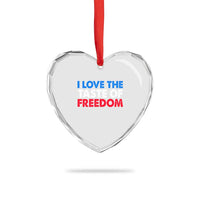 I Love The Taste Of Freedom Matching Couple Heart Crystal Glass Ornament Funny Patriotic Red White and Blue 4th of July