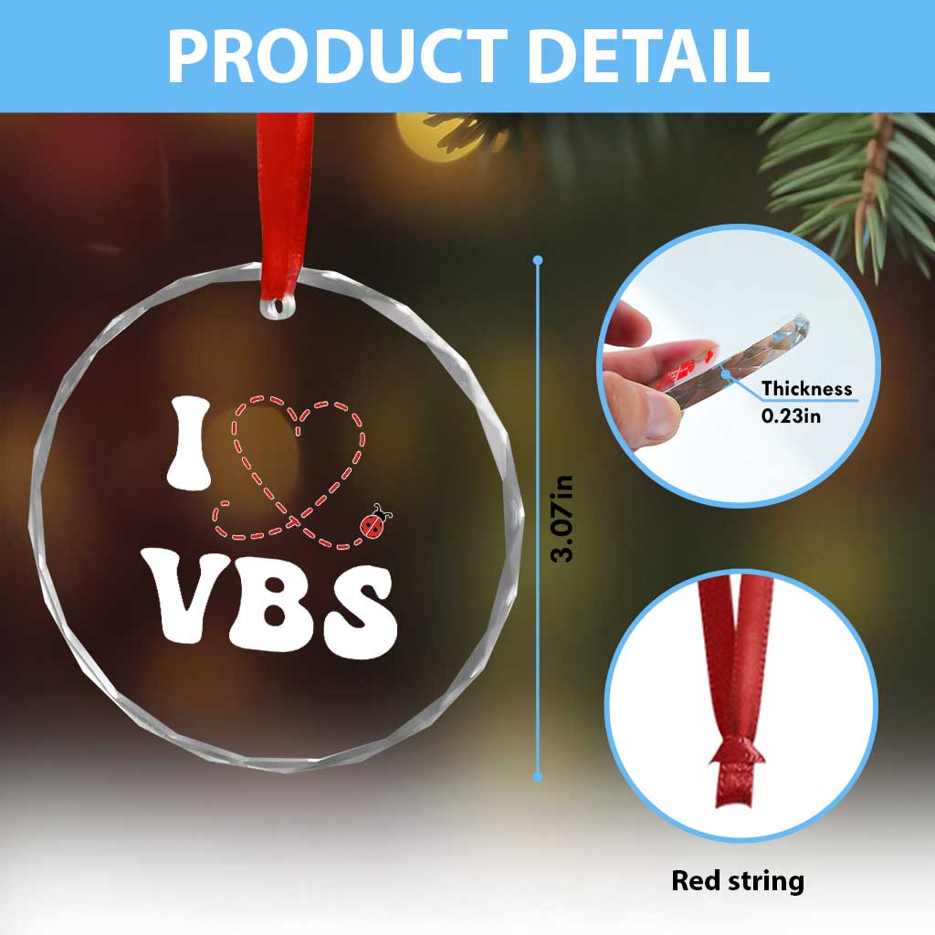 I Love VBS 2025 Crystal Glass Ornament Vacation Bible School Ladybug VBS Team - Wonder Print Shop