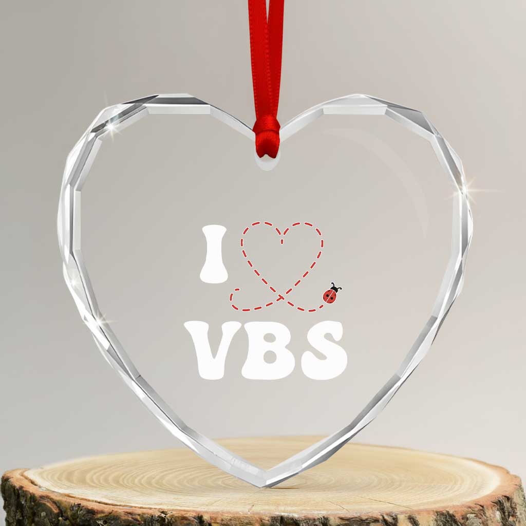 I Love VBS 2025 Heart Crystal Glass Ornament Vacation Bible School Ladybug VBS Team - Wonder Print Shop