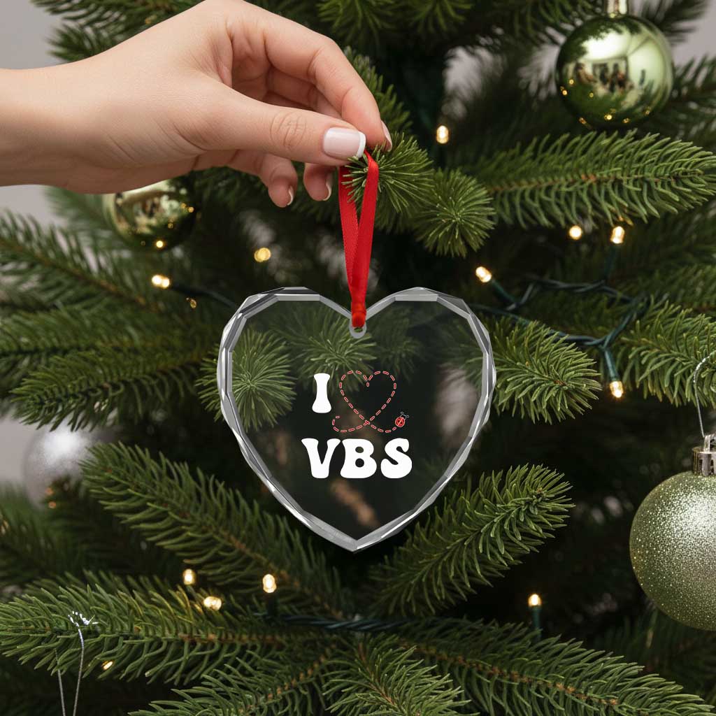 I Love VBS 2025 Heart Crystal Glass Ornament Vacation Bible School Ladybug VBS Team - Wonder Print Shop