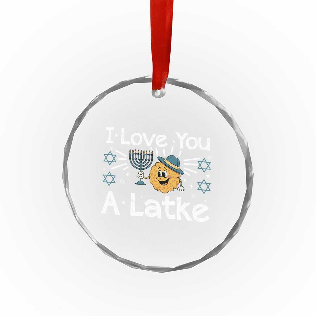 I Love You A Latke Crystal Glass Ornament Funny Hanukkah Gift For Latke Lover - Wonder Print Shop