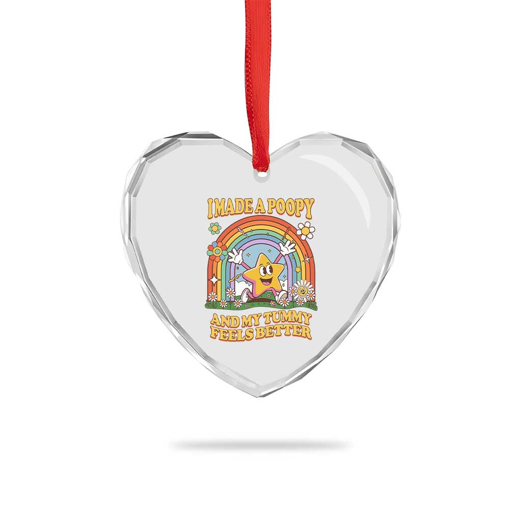 I Made A Poopy And My Tummy Feels Better Heart Crystal Glass Ornament Funny Inappropriate Vacation Swap Adult - Wonder Print Shop