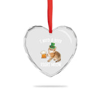 I Need A Beer Right Meow Funny Cat Drinking Joke Heart Crystal Glass Ornament St Patricks Day Humor
