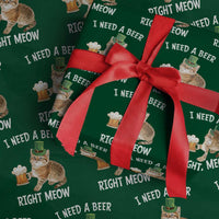 I Need A Beer Right Meow Funny Cat Drinking Joke Wrapping Paper Roll St Patricks Day Humor
