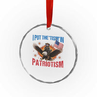 I Put The Tism In Patriotism Crystal Glass Ornament Raccoon Bald Eagle 4th of July USA