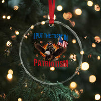 I Put The Tism In Patriotism Crystal Glass Ornament Raccoon Bald Eagle 4th of July USA