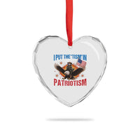 I Put The Tism In Patriotism Heart Crystal Glass Ornament Raccoon Bald Eagle 4th of July USA