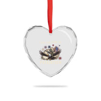 I Put The Tism in Patriotism Heart Crystal Glass Ornament Retro Eagle Raccoon USA Flag