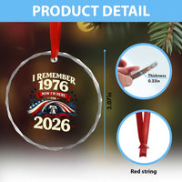 I Remember 1976 Now Im Here For 2026 Crystal Glass Ornament Liberty Bell 50th Birthday