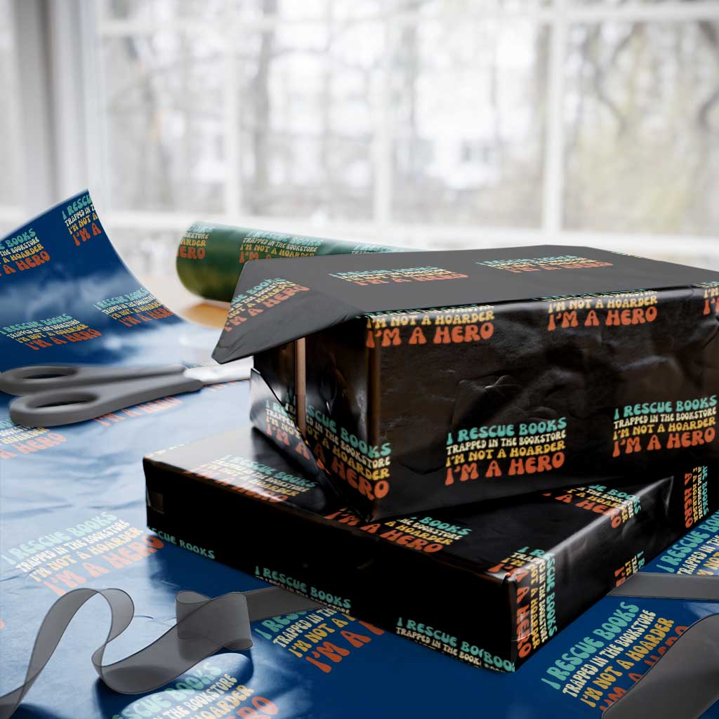 I Rescue Books Wrapping Paper Roll Funny Booksellers Bookworm Book Lover Reader Gift - Wonder Print Shop