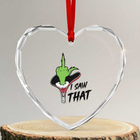 I Saw That Heart Crystal Glass Ornament Funny Elf Hand Christmas - Wonder Print Shop