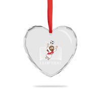 I Saw That Heart Crystal Glass Ornament Funny Jesus Goalie Soccer Player