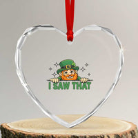 I Saw That Heart Crystal Glass Ornament Funny Leprechaun St Patricks Day Meme