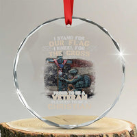 I Stand For Our Flag I Kneel For The Cross Proud Christian Veteran Crystal Glass Ornament - Wonder Print Shop