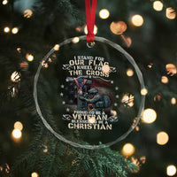 I Stand For Our Flag I Kneel For The Cross Proud Christian Veteran Crystal Glass Ornament - Wonder Print Shop