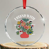 I Stand With Canada Greenland Mexico Panama Gaza Ukraine Crystal Glass Ornament Retro Floral