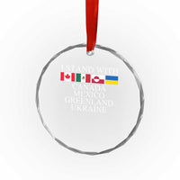 I Stand With Canada Mexico Greenland Ukraine Crystal Glass Ornament Solidarity Flags Political Statement