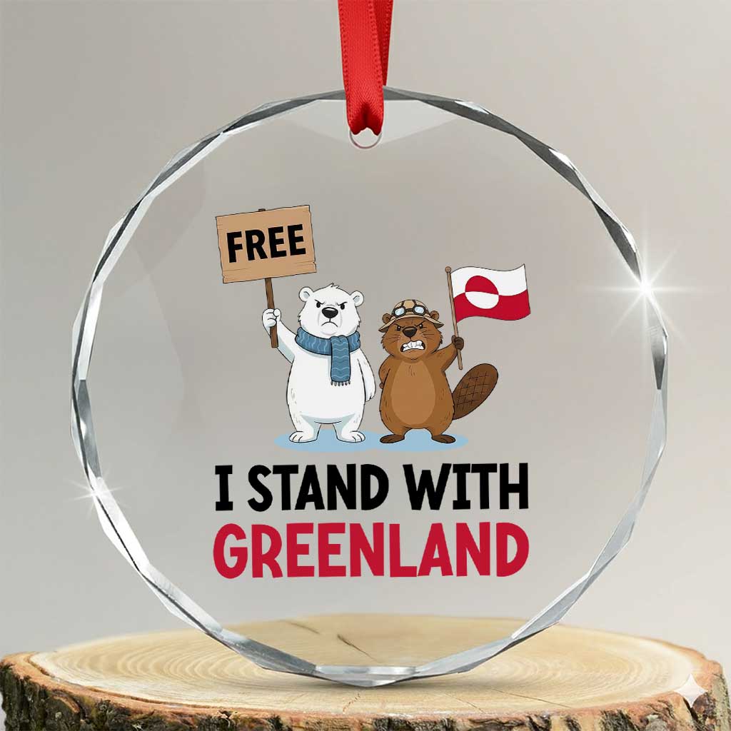 I Stand With Greenland Crystal Glass Ornament Anti Authoritarian Political Gag Gift