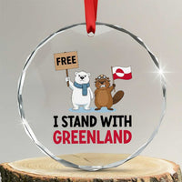 I Stand With Greenland Crystal Glass Ornament Anti Authoritarian Political Gag Gift