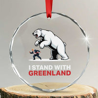 I Stand With Greenland Crystal Glass Ornament Anti Fascist Political Parody Gift