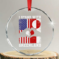 I Stand With Greenland Crystal Glass Ornament Greenlander US Flag Greenland American Usa America