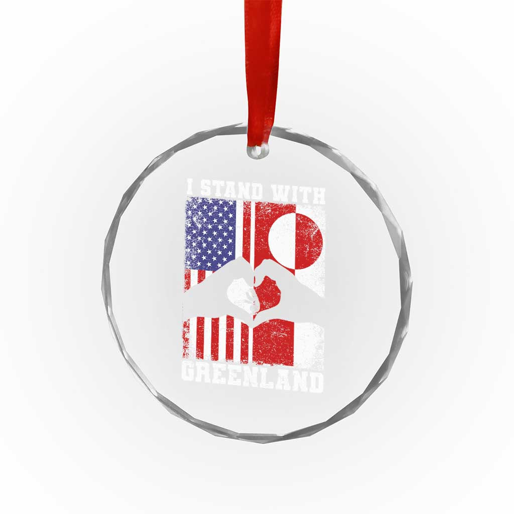 I Stand With Greenland Crystal Glass Ornament Greenlander US Flag Greenland American Usa America