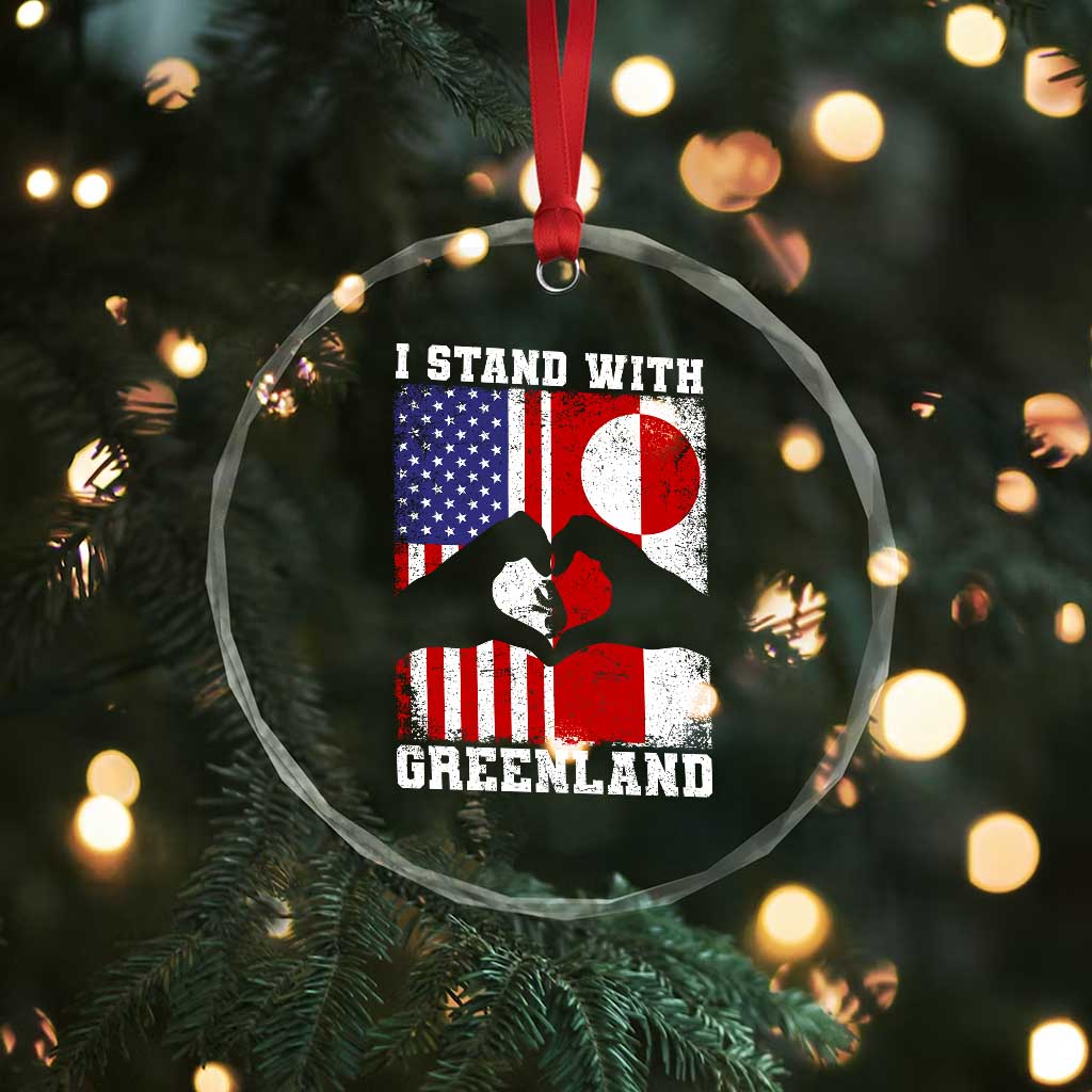 I Stand With Greenland Crystal Glass Ornament Greenlander US Flag Greenland American Usa America