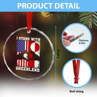 I Stand With Greenland Crystal Glass Ornament Greenlander US Flag Greenland American Usa America