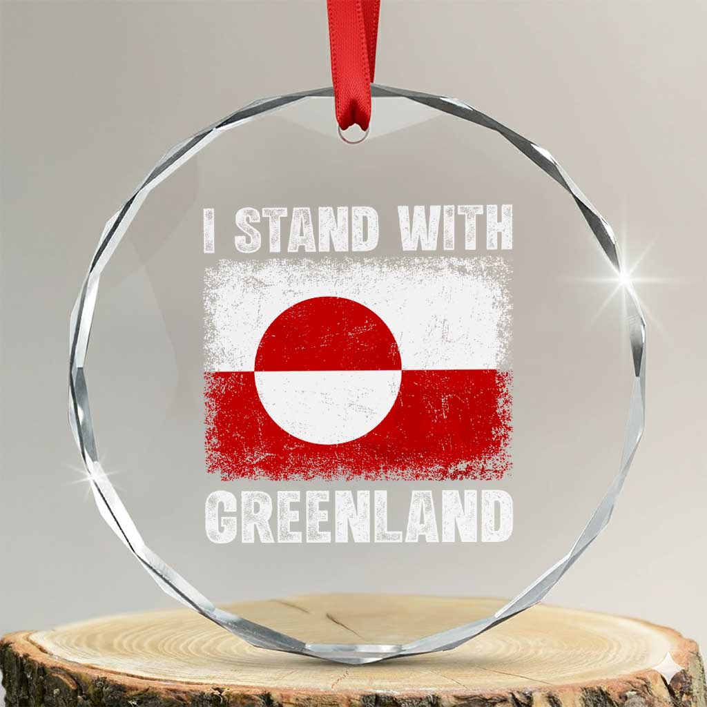 I Stand With Greenland Crystal Glass Ornament Grunge Flag