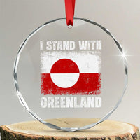 I Stand With Greenland Crystal Glass Ornament Grunge Flag