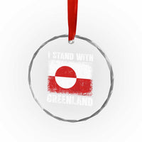 I Stand With Greenland Crystal Glass Ornament Grunge Flag