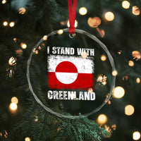 I Stand With Greenland Crystal Glass Ornament Grunge Flag