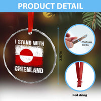I Stand With Greenland Crystal Glass Ornament Grunge Flag