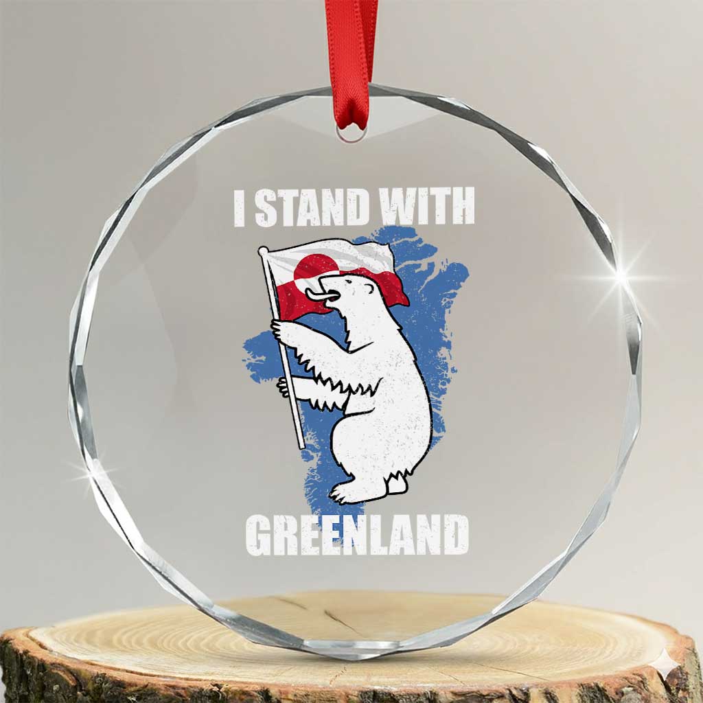 I Stand With Greenland Crystal Glass Ornament Polar Bear Greenland Protest