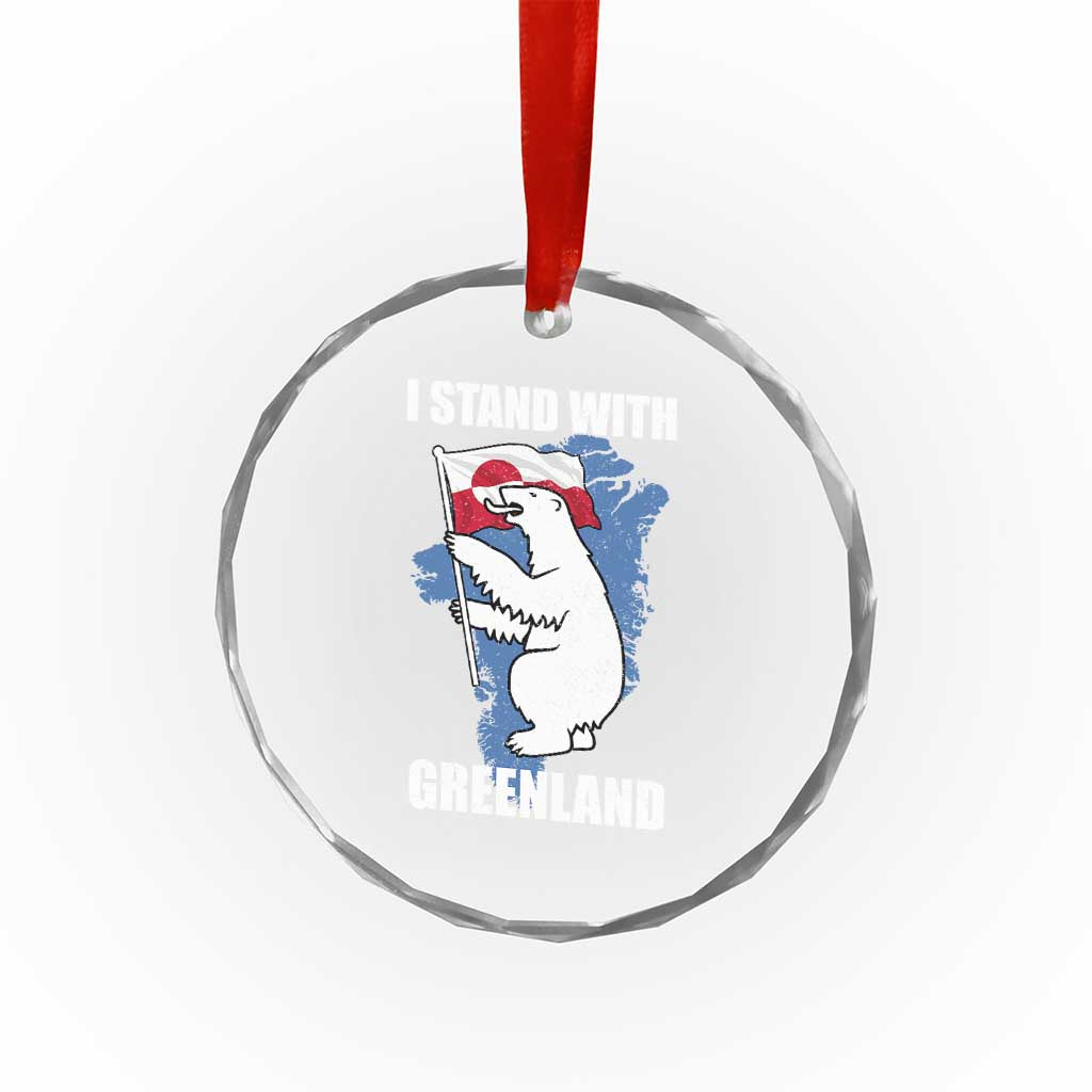 I Stand With Greenland Crystal Glass Ornament Polar Bear Greenland Protest