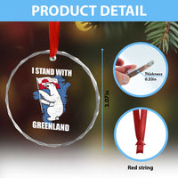I Stand With Greenland Crystal Glass Ornament Polar Bear Greenland Protest