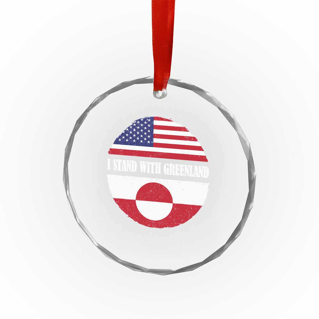 I Stand With Greenland Crystal Glass Ornament Political Protest Greenlander American Flag