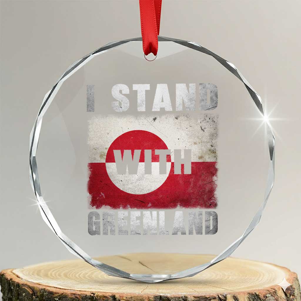 I Stand With Greenland Crystal Glass Ornament Support Greenlanders Vintage Greenland Flag