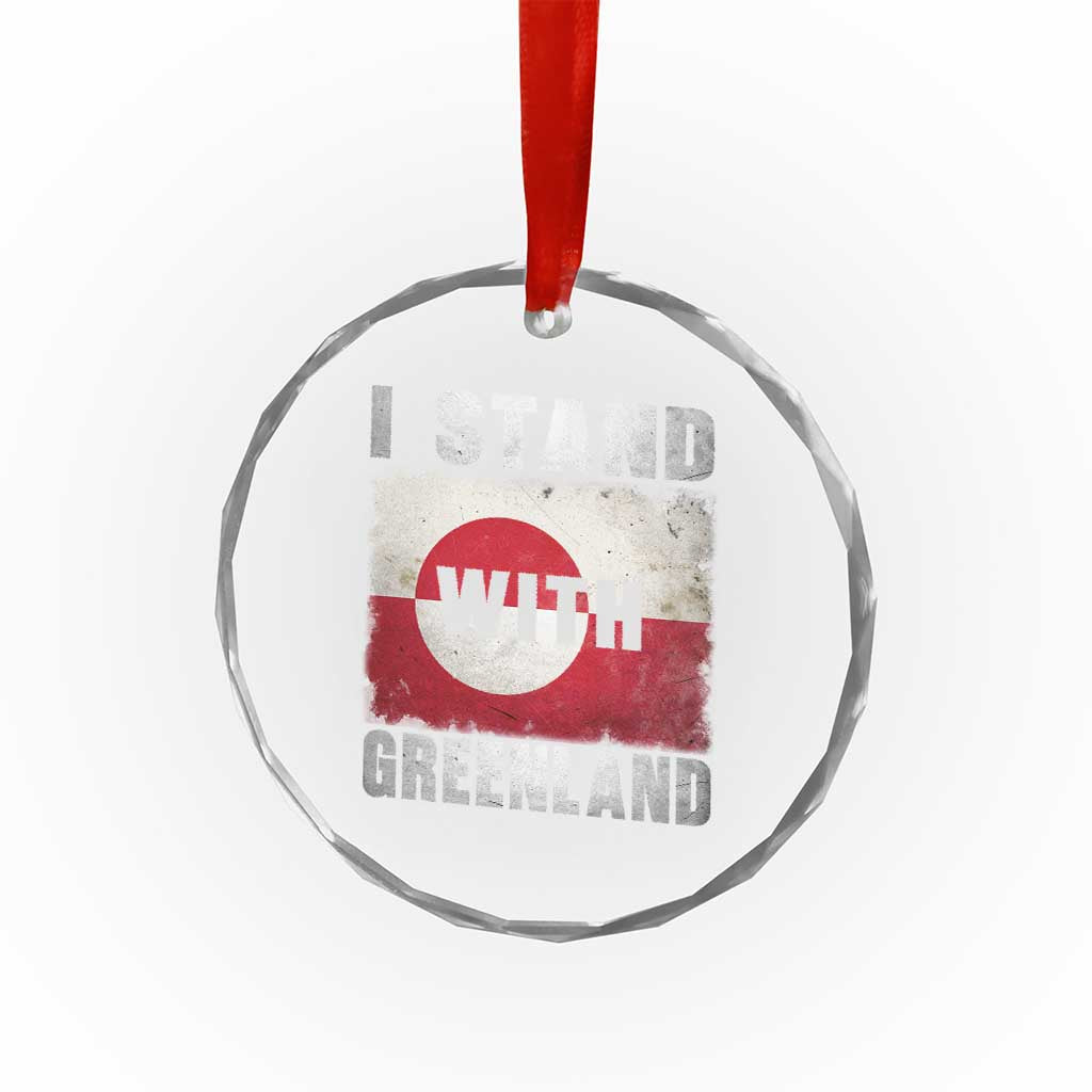 I Stand With Greenland Crystal Glass Ornament Support Greenlanders Vintage Greenland Flag